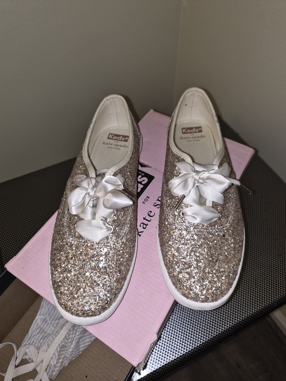 kate spade Glitter Low-Top Sneakers in Rose-Tone Sparkle
